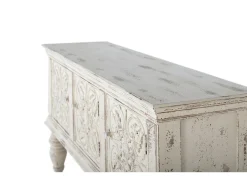 Consola en madera de mango blanco decapé