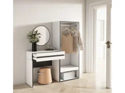 Consola entrada, 130x35x145cm, Recibidor, Vestidor abierto, Blanco