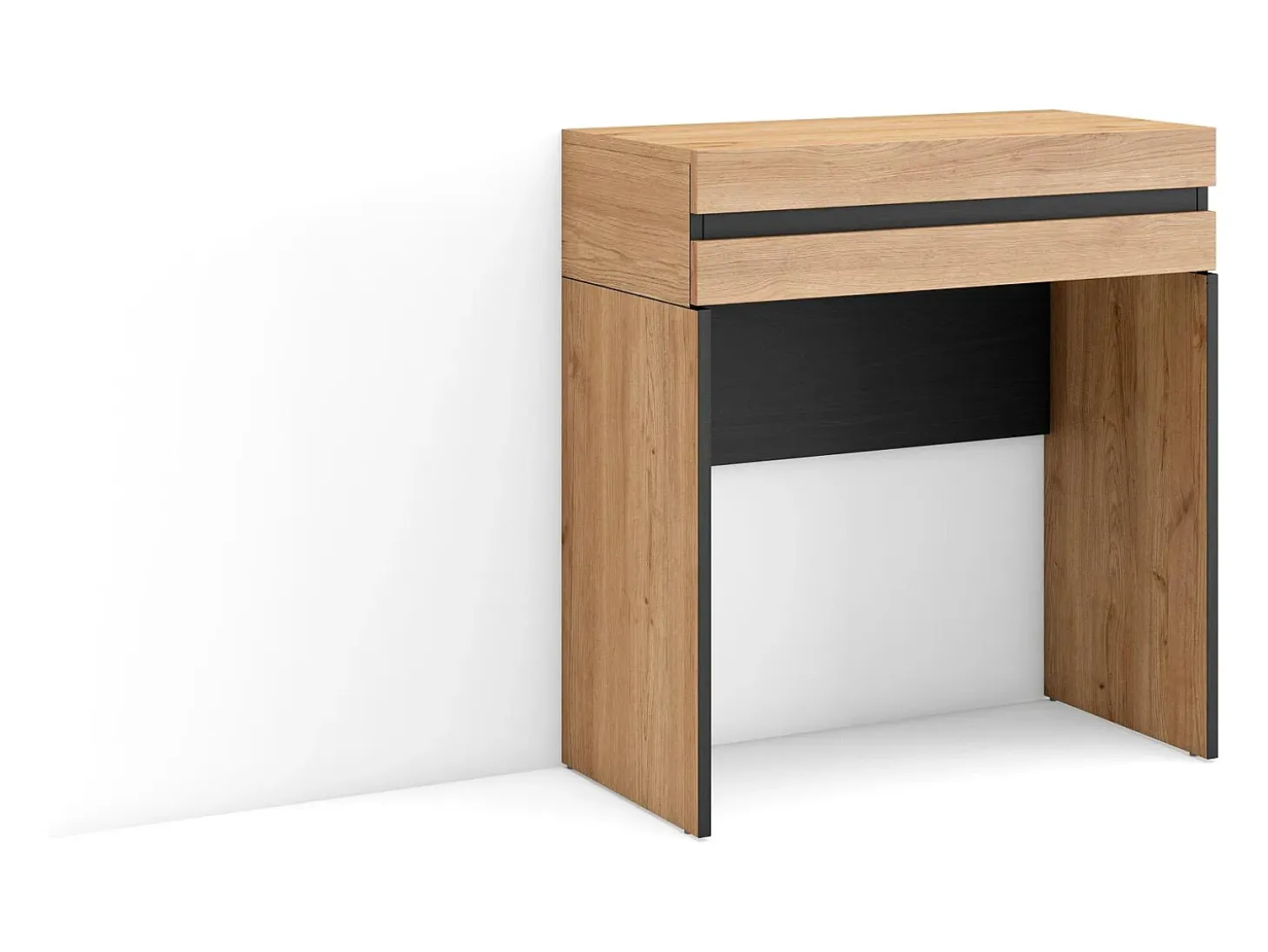 Consola entrada, 70x35x75cm, Recibidor, Con almacenamiento, Roble