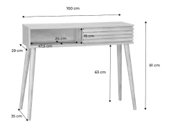 Consola escandinava efecto madera y puerta corredera, 100cm natural