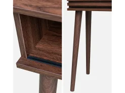 Consola escandinava efecto madera y puerta corredera, 100cm nogal