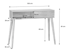 Consola escandinava efecto madera y puerta corredera, 100cm nogal