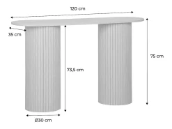 Consola escandinava ovalada efecto madera acanalada, 120cm natural