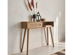 Consola estilo escandinavo con efecto madera, 100cm natural