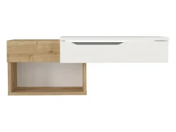 Consola flotante con 1 cajón y 2 estantes - Natural y blanco - DAREKA