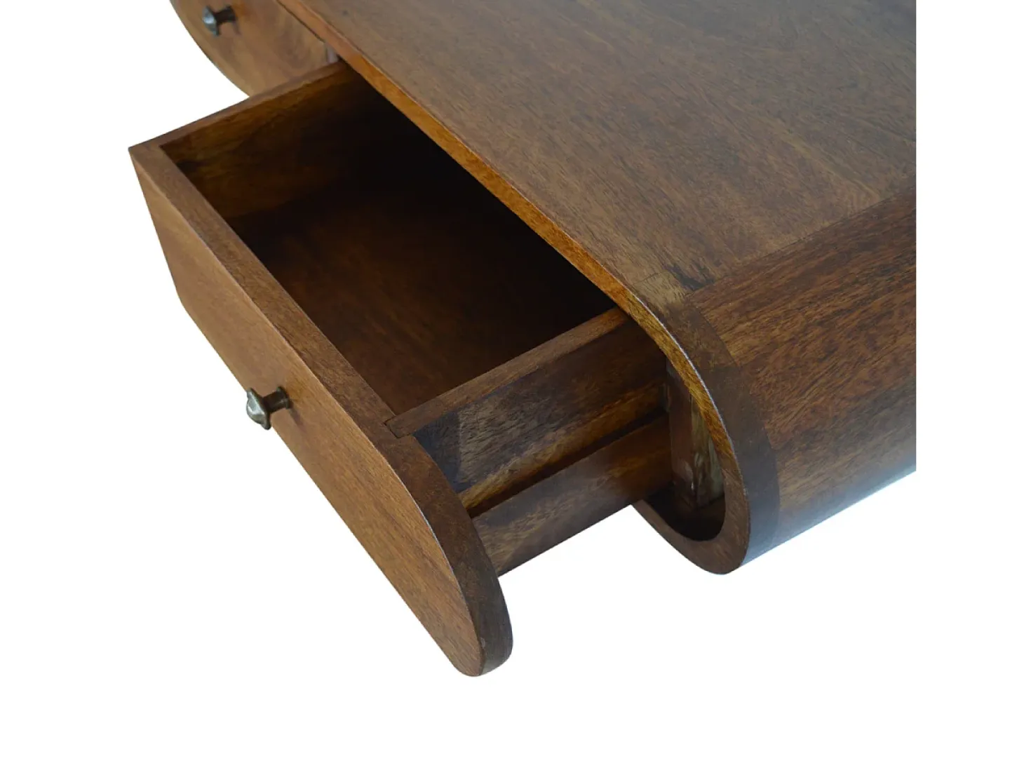 Consola flotante London de castaño Artisan Furniture, 2 cajones, marrón caramelo