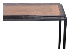 Consola grande en vidrio ahumado y metal negro L110 cm - IGLOO
