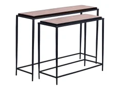 Consola grande en vidrio ahumado y metal negro L110 cm - IGLOO