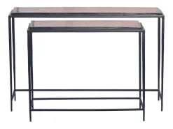 Consola grande en vidrio ahumado y metal negro L110 cm - IGLOO