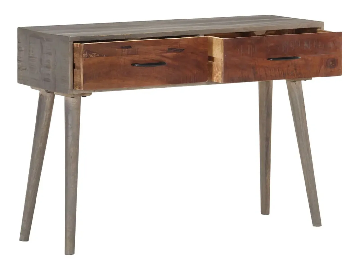 Consola gris 110x35x75 cm Madera maciza de mango en bruto