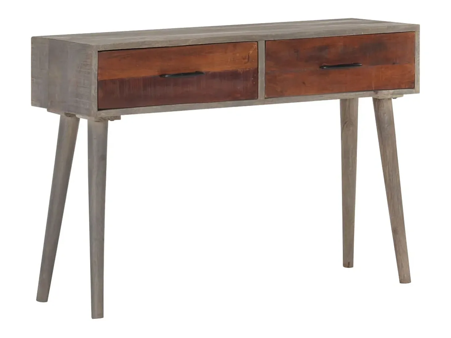 Consola gris 110x35x75 cm Madera maciza de mango en bruto