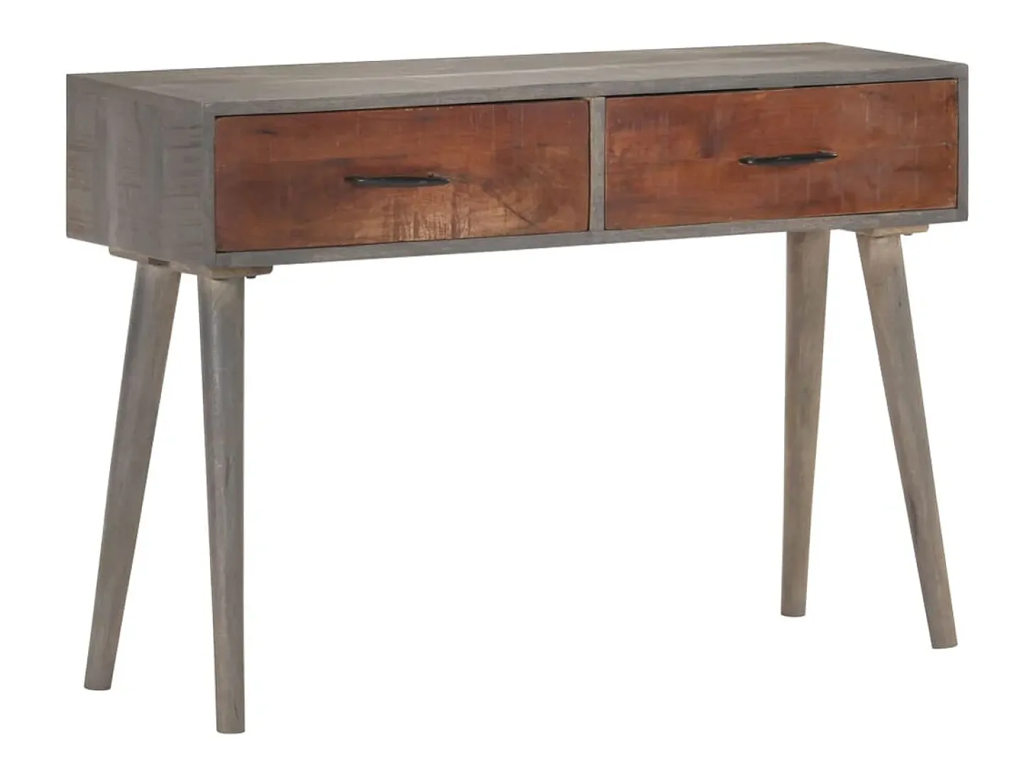 Consola gris 110x35x75 cm Madera maciza de mango en bruto