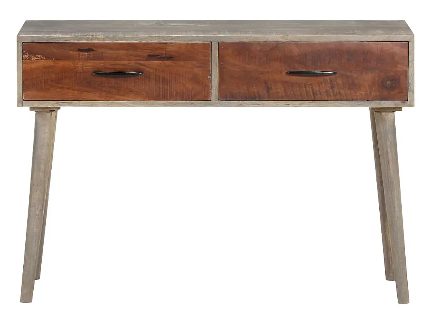 Consola gris 110x35x75 cm Madera maciza de mango en bruto