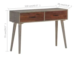 Consola gris 110x35x75 cm Madera maciza de mango en bruto