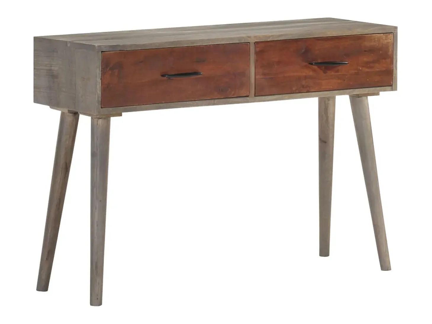 Consola gris 110x35x75 cm Madera maciza de mango en bruto