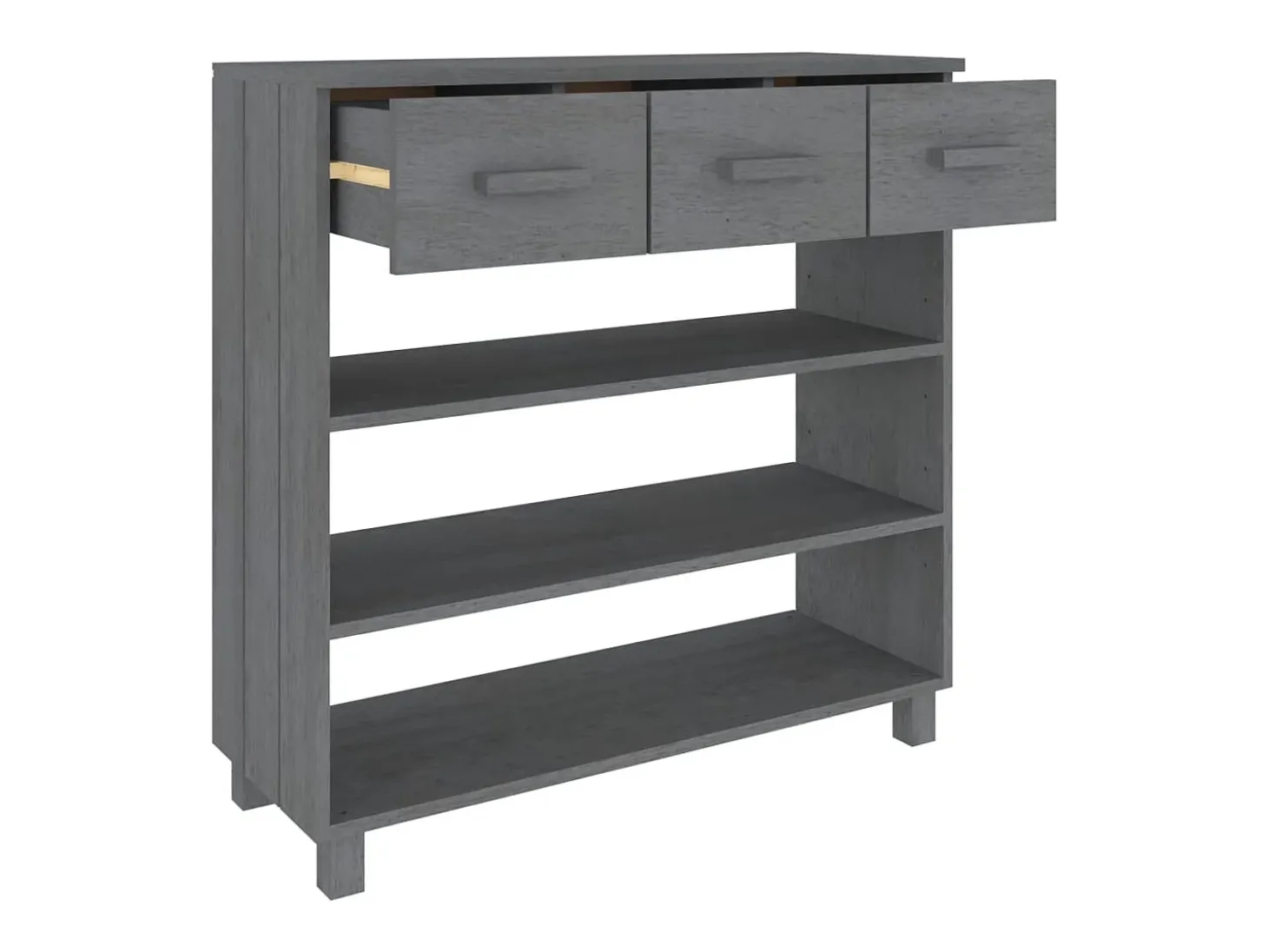 Consola HAMAR Gris Oscuro 90x35x90 cm Madera Maciza de Pino