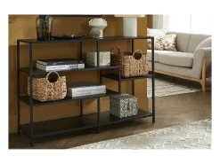 Consola industrial metal negro y madera negra L114 cm TRESCA