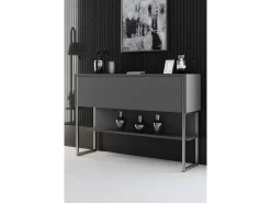 Consola Kailua Z120, Antracita|Plata, 80x120x30cm, Con puertas