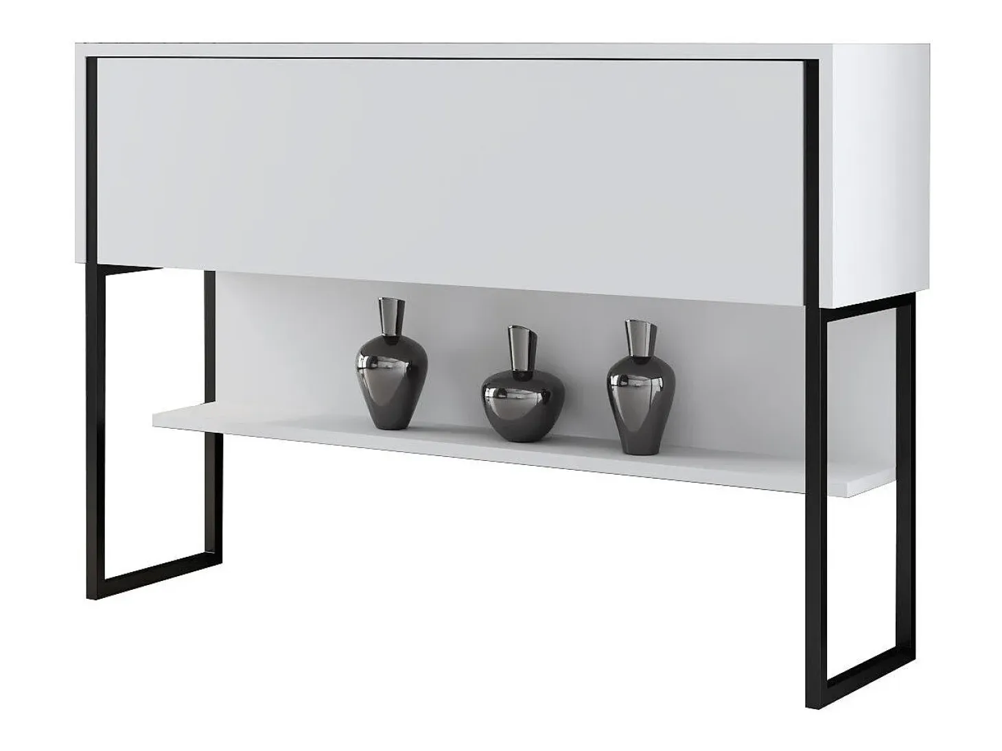 Consola Kailua Z120, Blanco|Negro, 80x120x30cm, Con puertas
