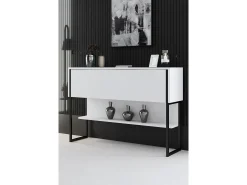 Consola Kailua Z120, Blanco|Negro, 80x120x30cm, Con puertas