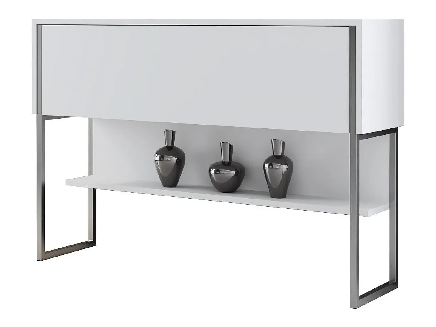 Consola Kailua Z120, Blanco|Plata, 80x120x30cm, Con puertas