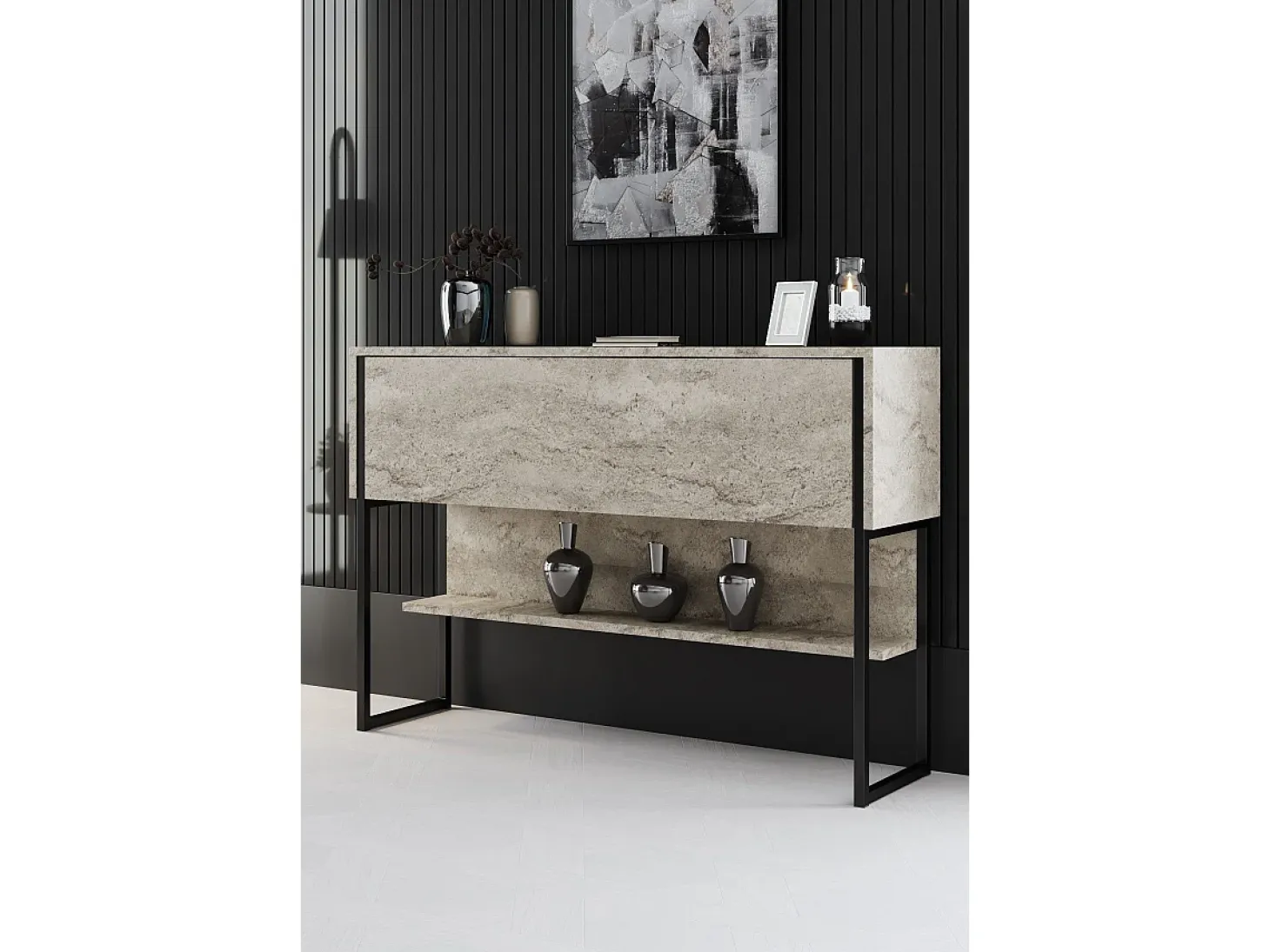 Consola Kailua Z120, Negro|De color marrón claro, 80x120x30cm, Con puertas