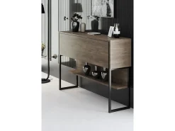 Consola Kailua Z120, Negro|Nogal, 80x120x30cm, Con puertas