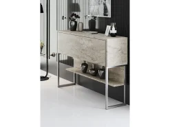 Consola Kailua Z120, Plata|De color marrón claro, 80x120x30cm, Con puertas