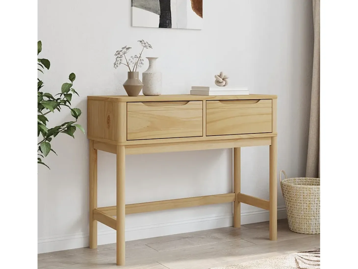 Consola marrón cera 89,5x36,5x73 cm pino macizo
