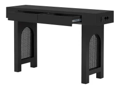 Consola mesa 120x35,5x76,5cm - con 2 cajones - con toma de corriente - MDF - Negro