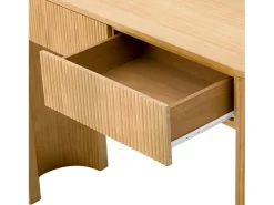 Consola mesa 120x33x76cm - con 2 cajones - Esquinas redondeadas - MDF - Natural