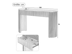 Consola mesa 120x33x76cm - con 2 cajones - Esquinas redondeadas - MDF - Natural
