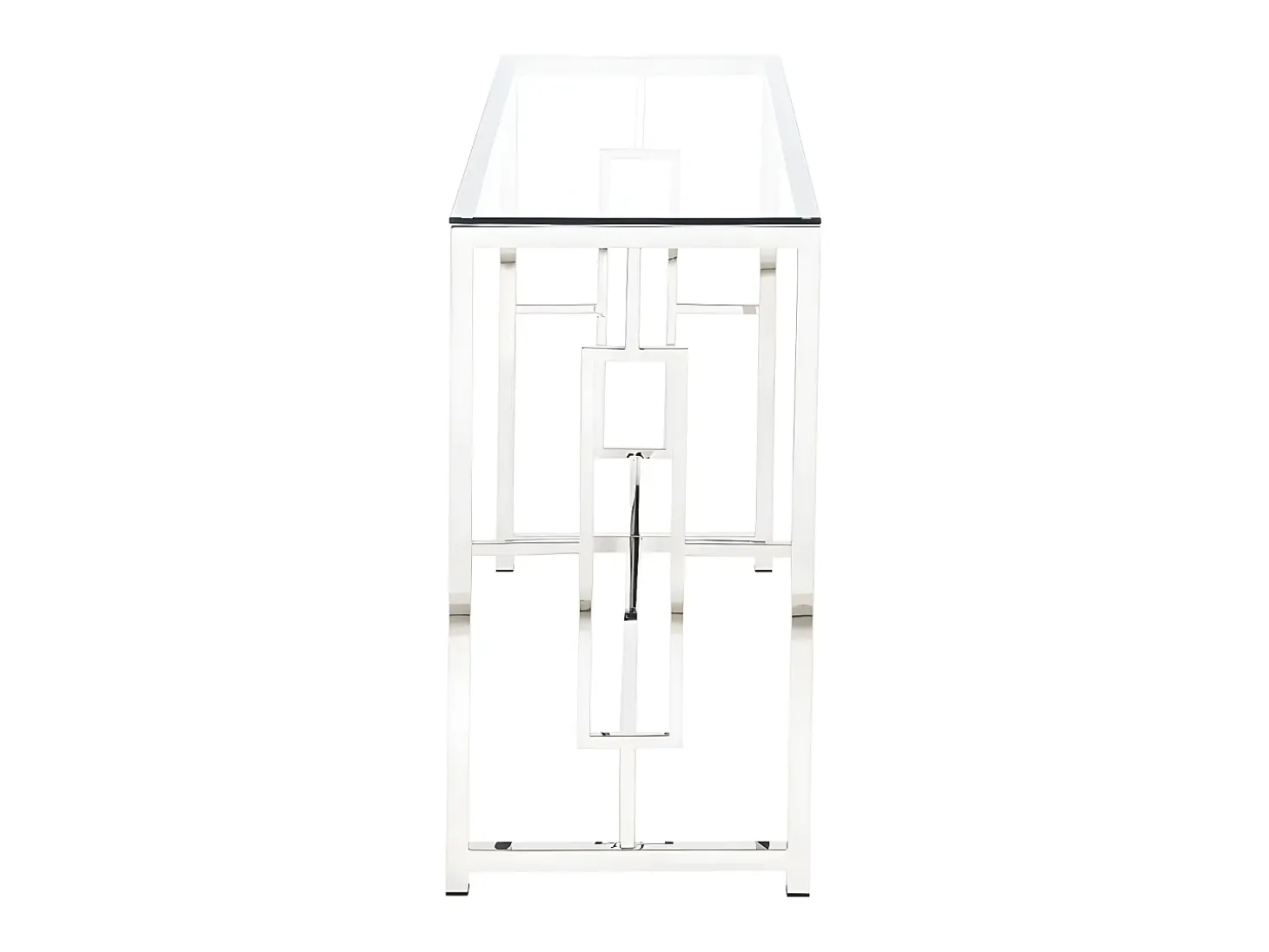 Consola moderna de cristal templado y acero cromado. CLOTILDE