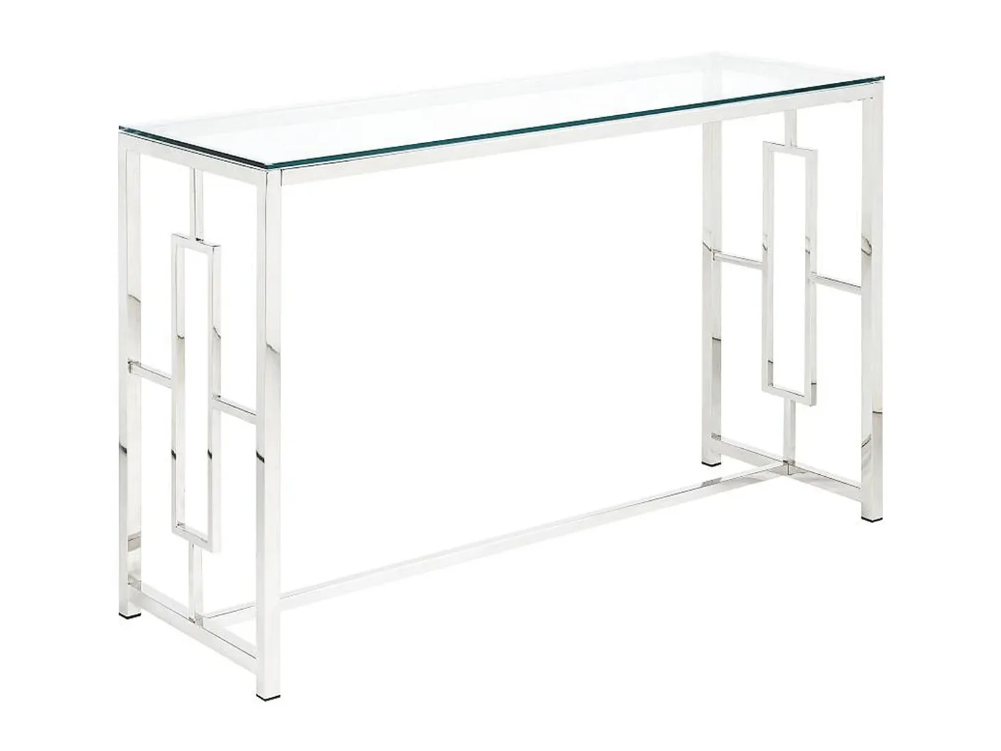 Consola moderna de cristal templado y acero cromado. CLOTILDE