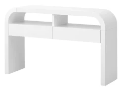 Consola moderna para recibidor - 120 x 35,5 x 76,5 cm - con 2 cajones + estante - MDF - blanco
