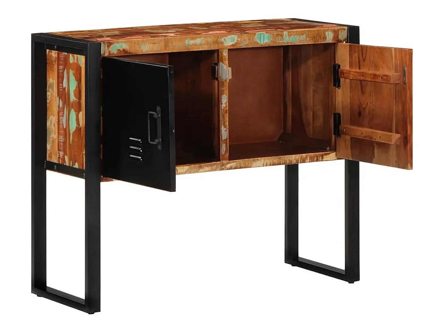 Consola multicolor 90x35x75cm madera maciza recuperada