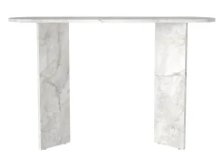 Consola ovalada de color efecto mármol blanco - TOPANIA