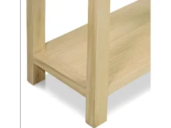 Consola pequeña de madera maciza natural 2 cajones 1 estante Komba 90 cm