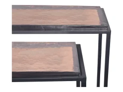 Consola pequeña en vidrio ahumado y metal negro L80 cm - IGLOO