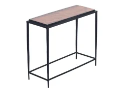 Consola pequeña en vidrio ahumado y metal negro L80 cm - IGLOO
