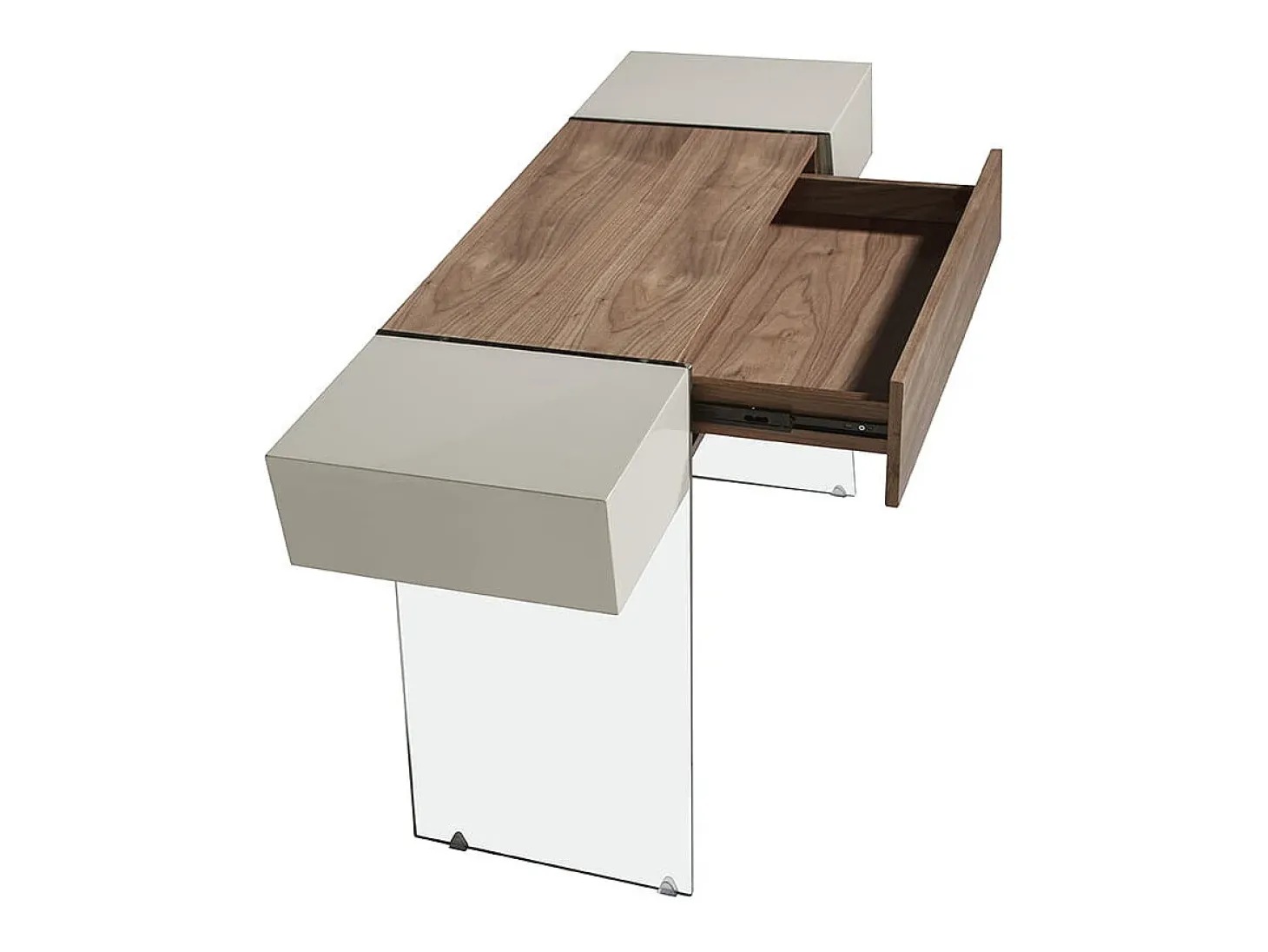 Consola rectangular madera gris, nogal y cristal templado 3029 ANGEL CERDA