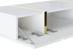 Consola suspendida con 3 puertas - Blanco brillante y dorado - MARZIALO