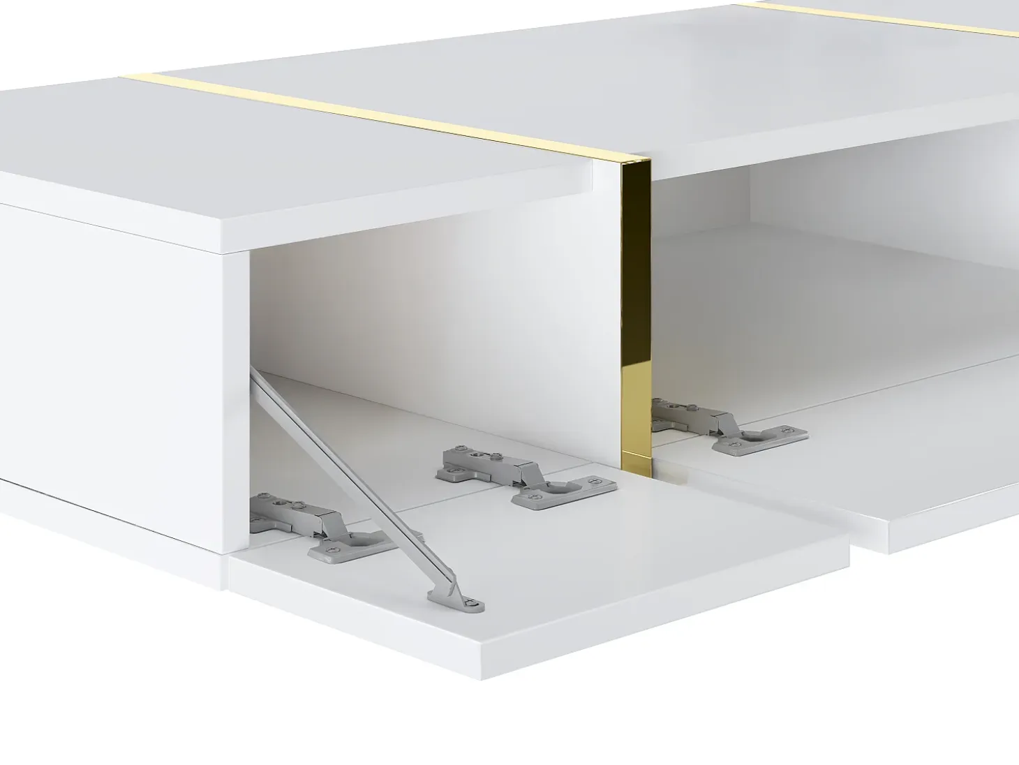 Consola suspendida con 3 puertas - Blanco brillante y dorado - MARZIALO