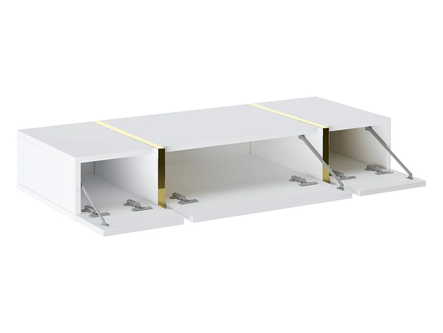 Consola suspendida con 3 puertas - Blanco brillante y dorado - MARZIALO