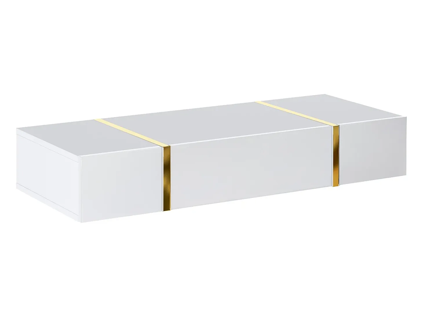 Consola suspendida con 3 puertas - Blanco brillante y dorado - MARZIALO