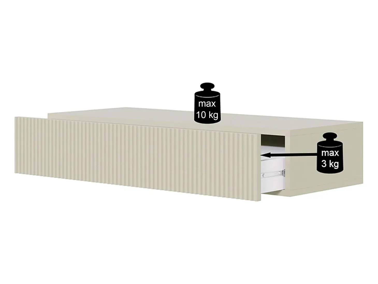 Consola suspendida con cajón - Blanca - 90 cm - VELDIO