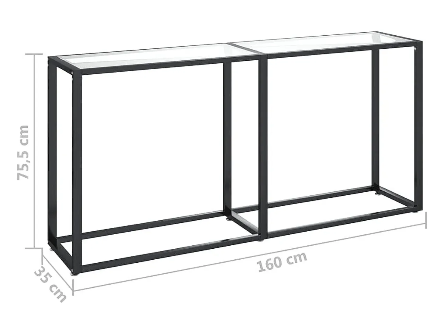 Consola transparente 160x35x75,5 cm Cristal templado