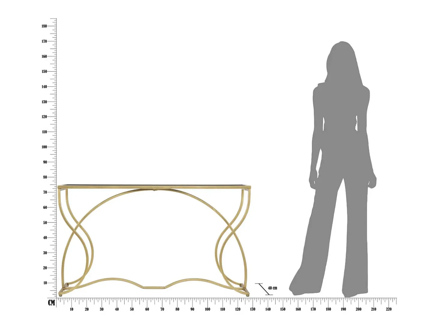 Consola VKH626, Oro, 130x40x75 cm, Kendra Home