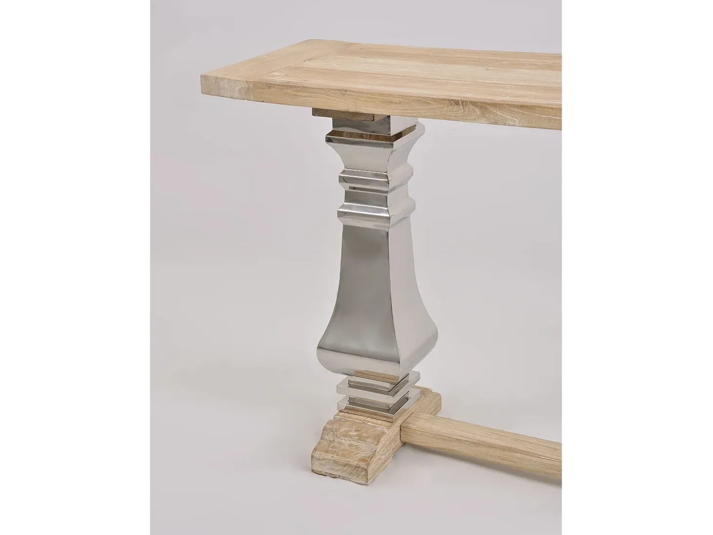 Consola 160x85x45 cm cromo madera natural glamour gl1527