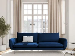 Cosmopolitan Design - Sofá "Vienna" 4 plazas de terciopelo azul regio - 230x92x95cm